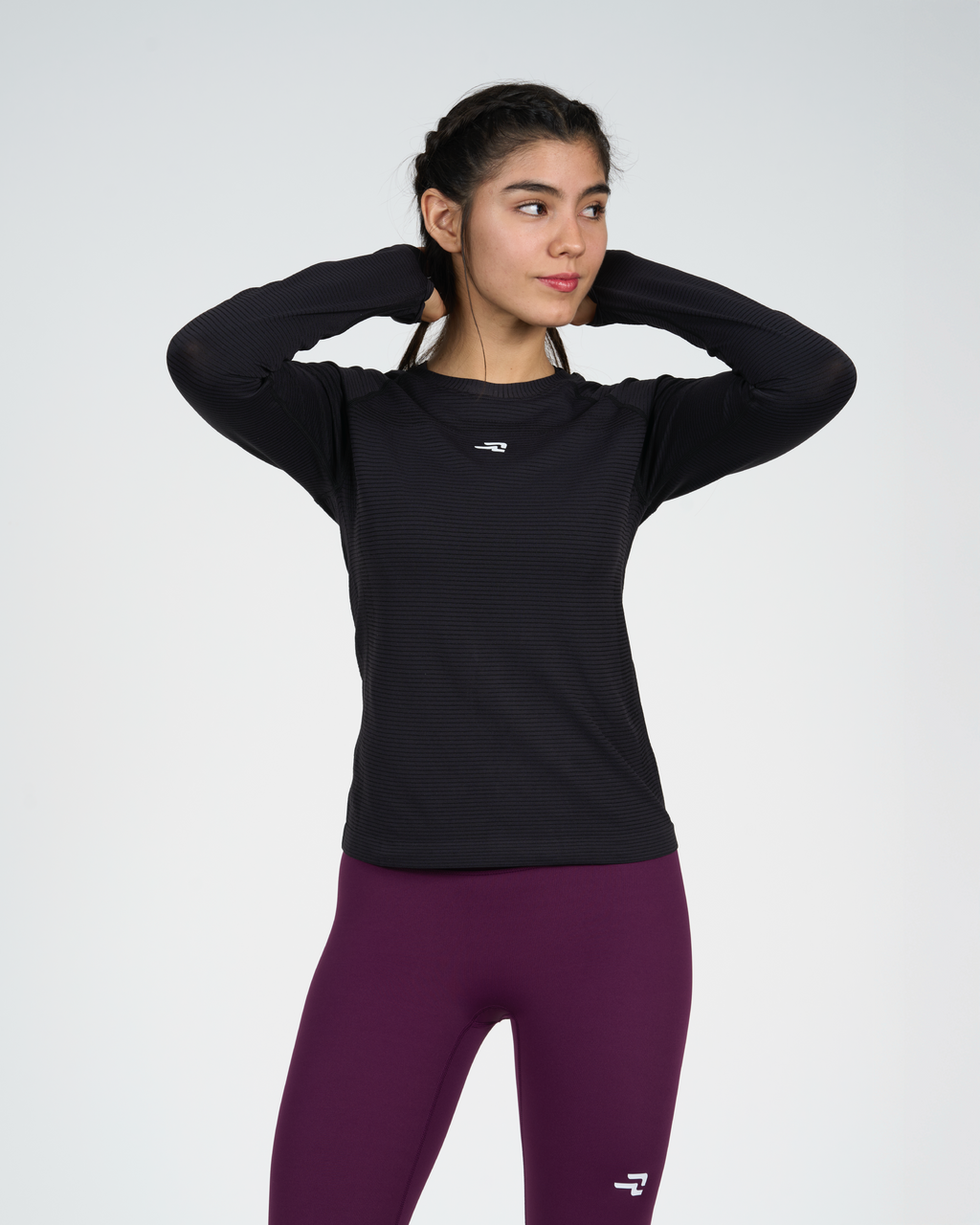 Polera Trama - Manga Larga - Negro