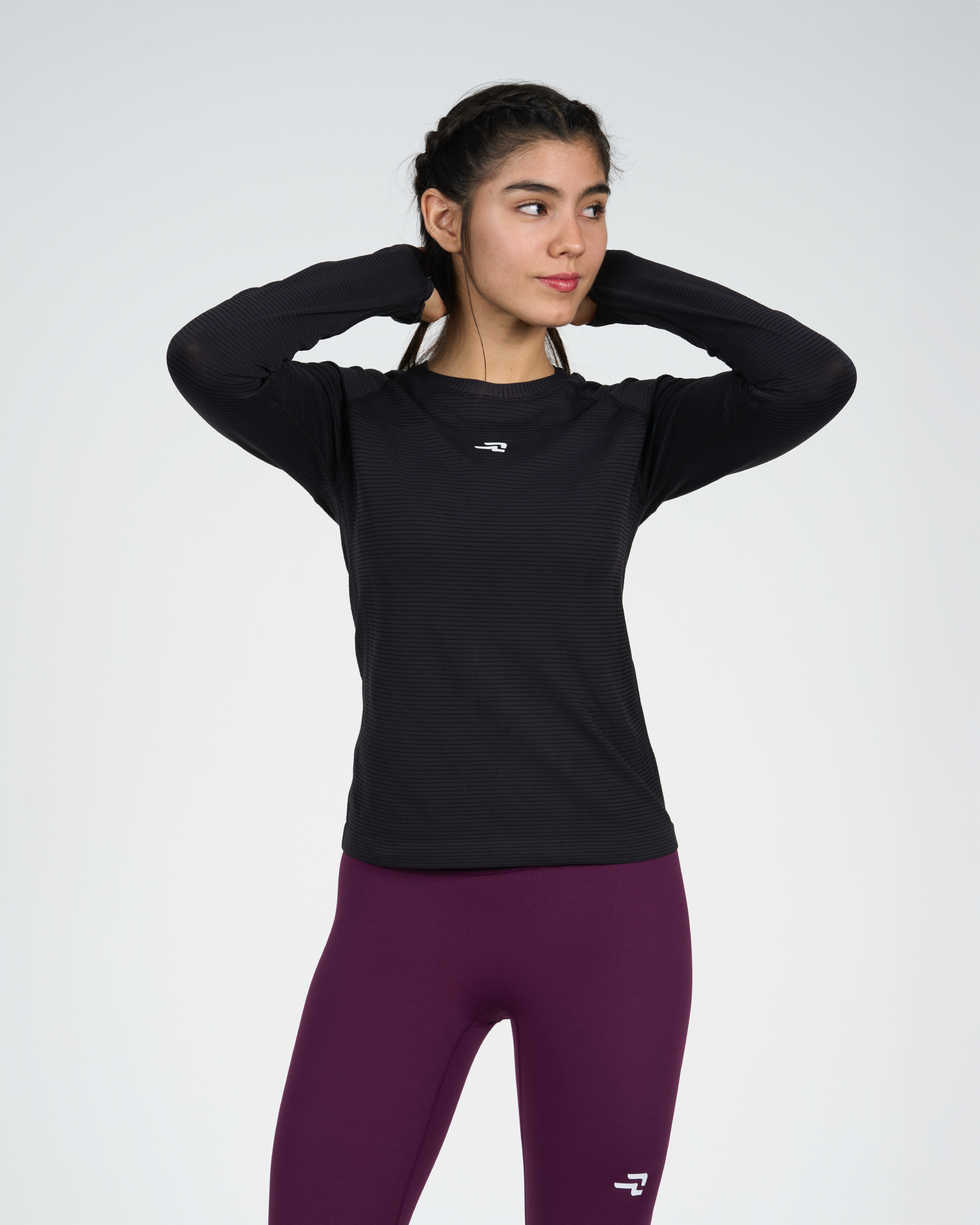 Polera Trama - Manga Larga - Negro