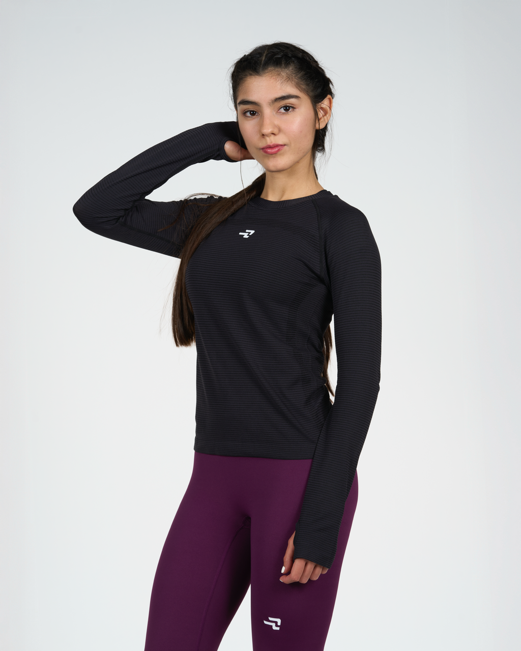 Polera Trama - Manga Larga - Negro