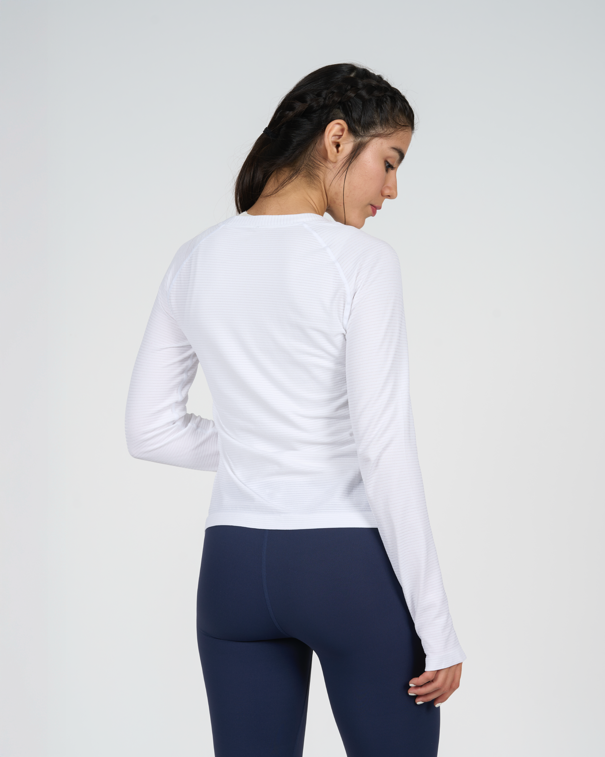 Polera Trama - Manga Larga - Blanco