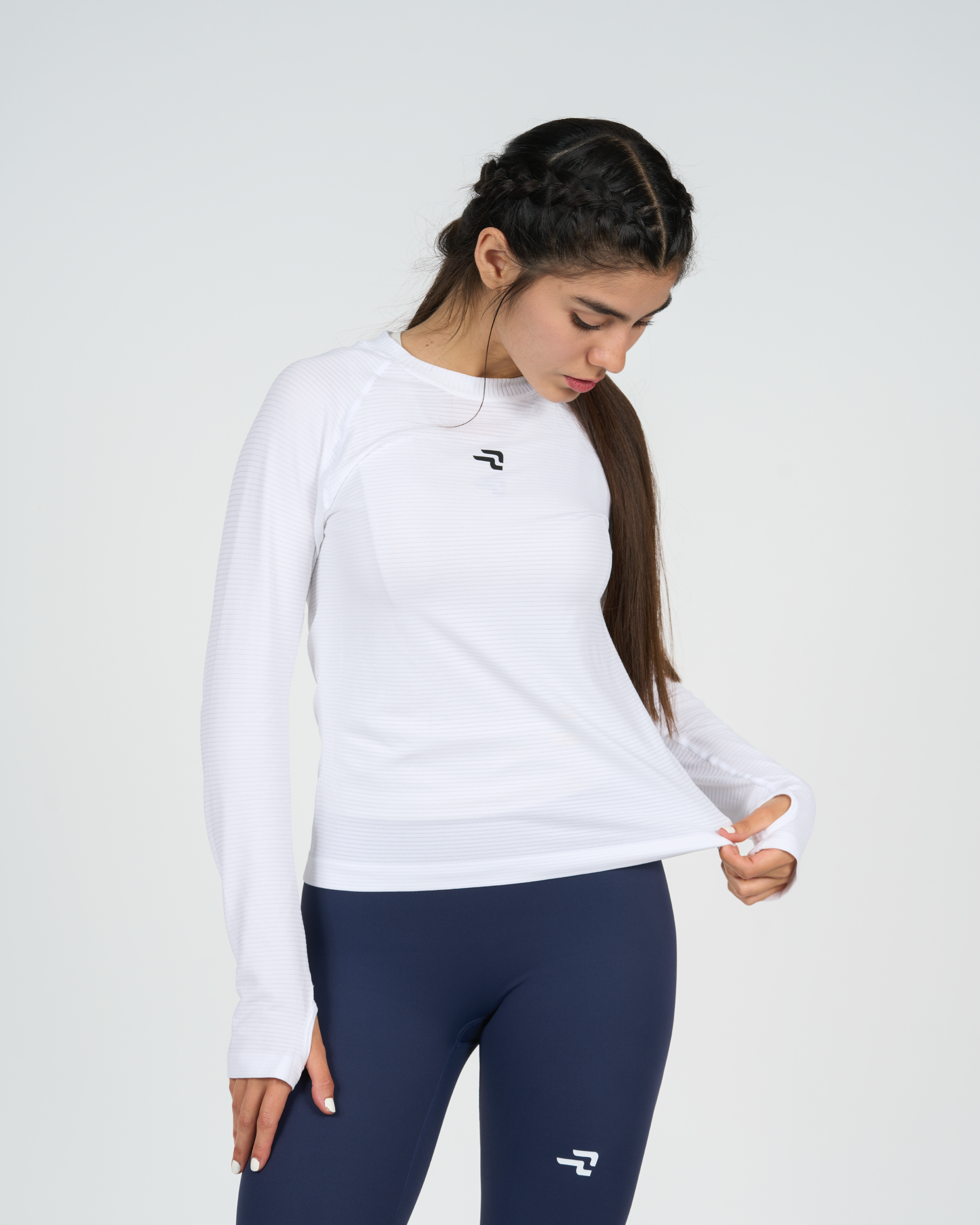 Polera Trama - Manga Larga - Blanco