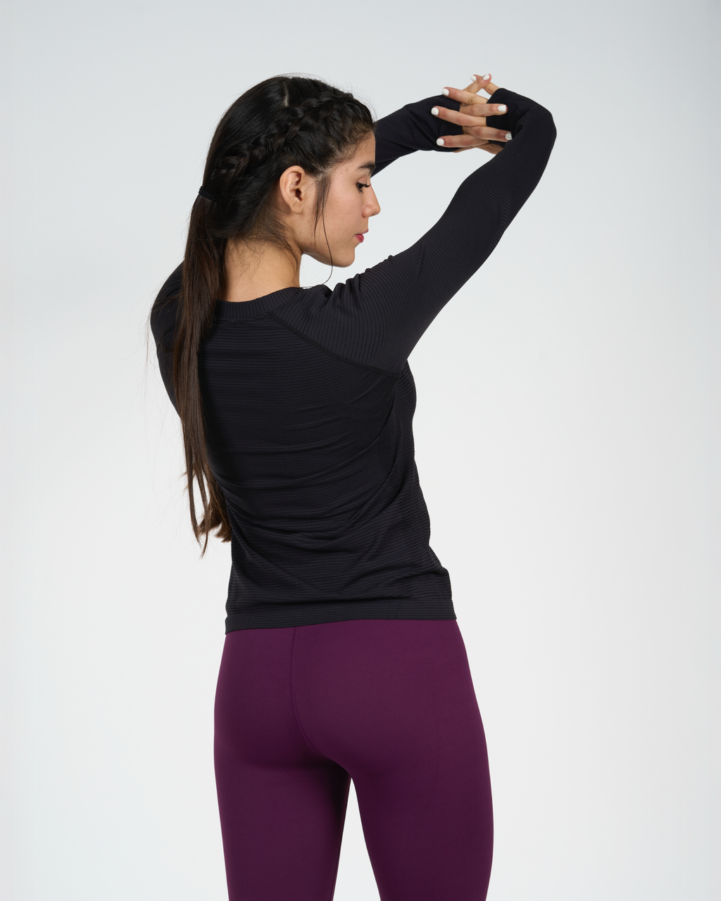 Polera Trama - Manga Larga - Negro