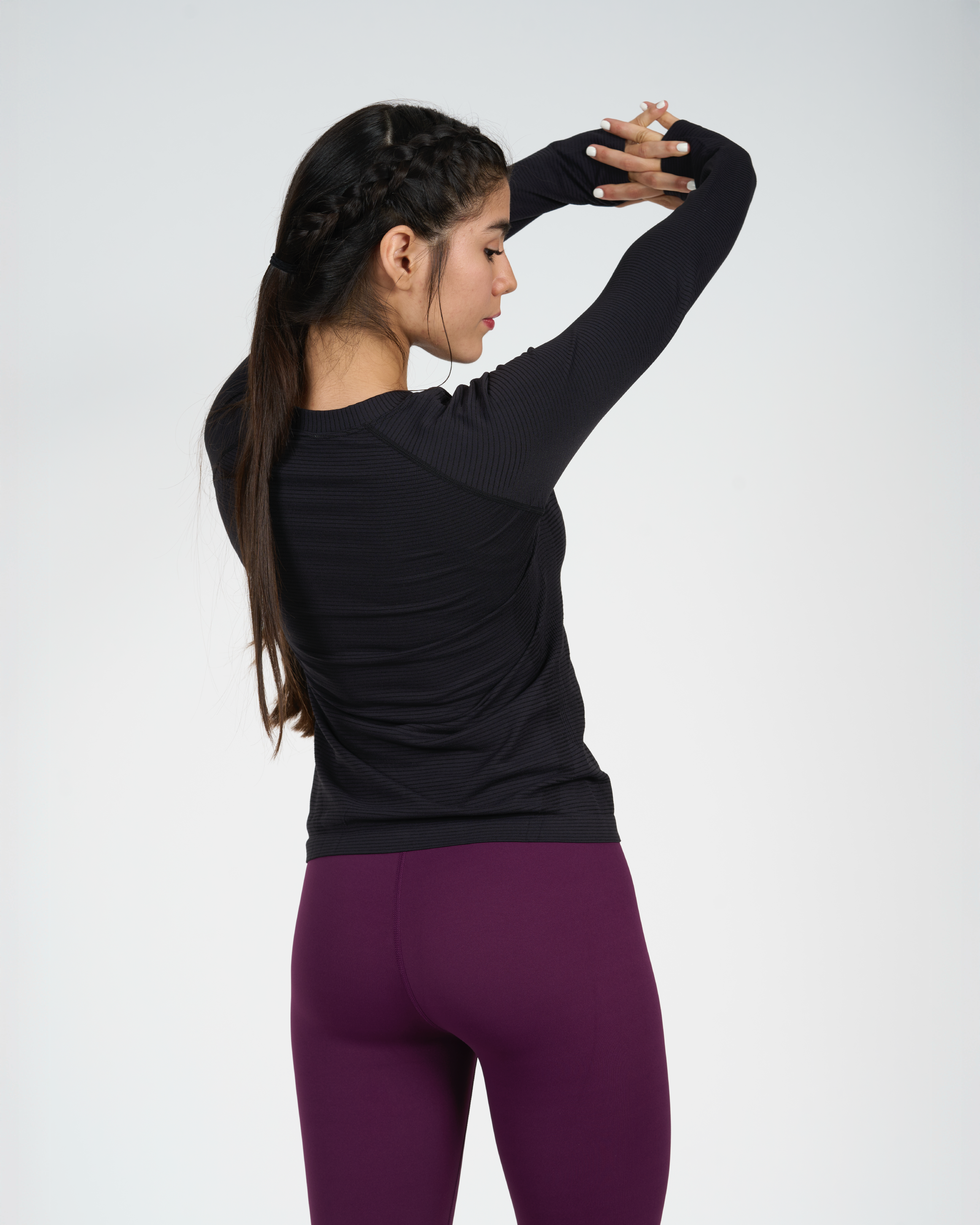 Polera Trama - Manga Larga - Negro