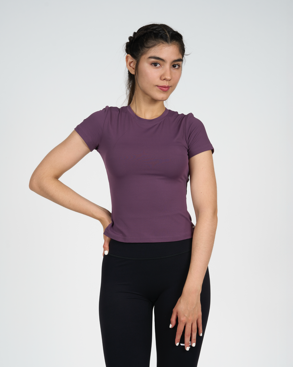 Polera Trama - Manga Corta - Púrpura Grisáceo