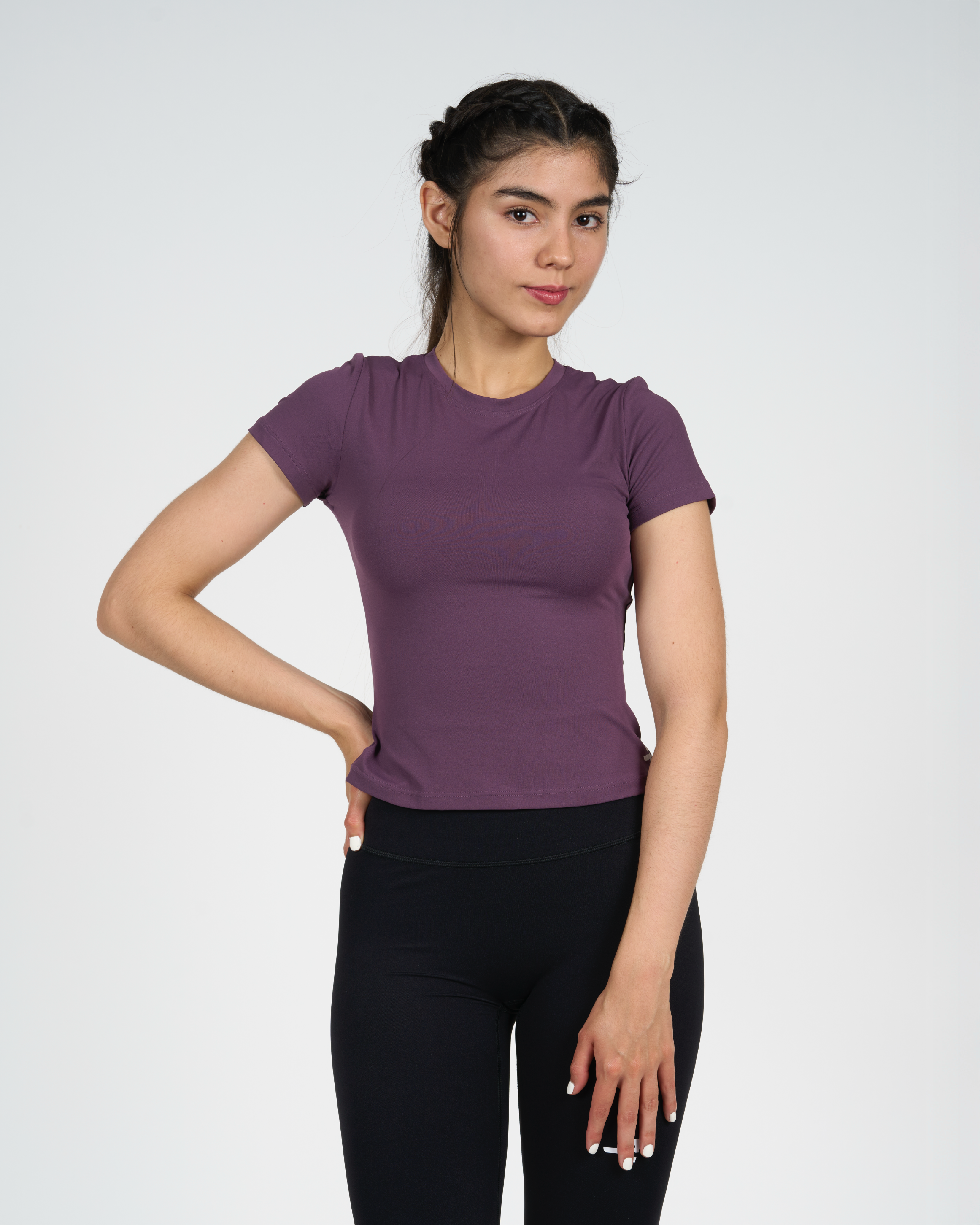 Polera Trama - Manga Corta - Púrpura Grisáceo