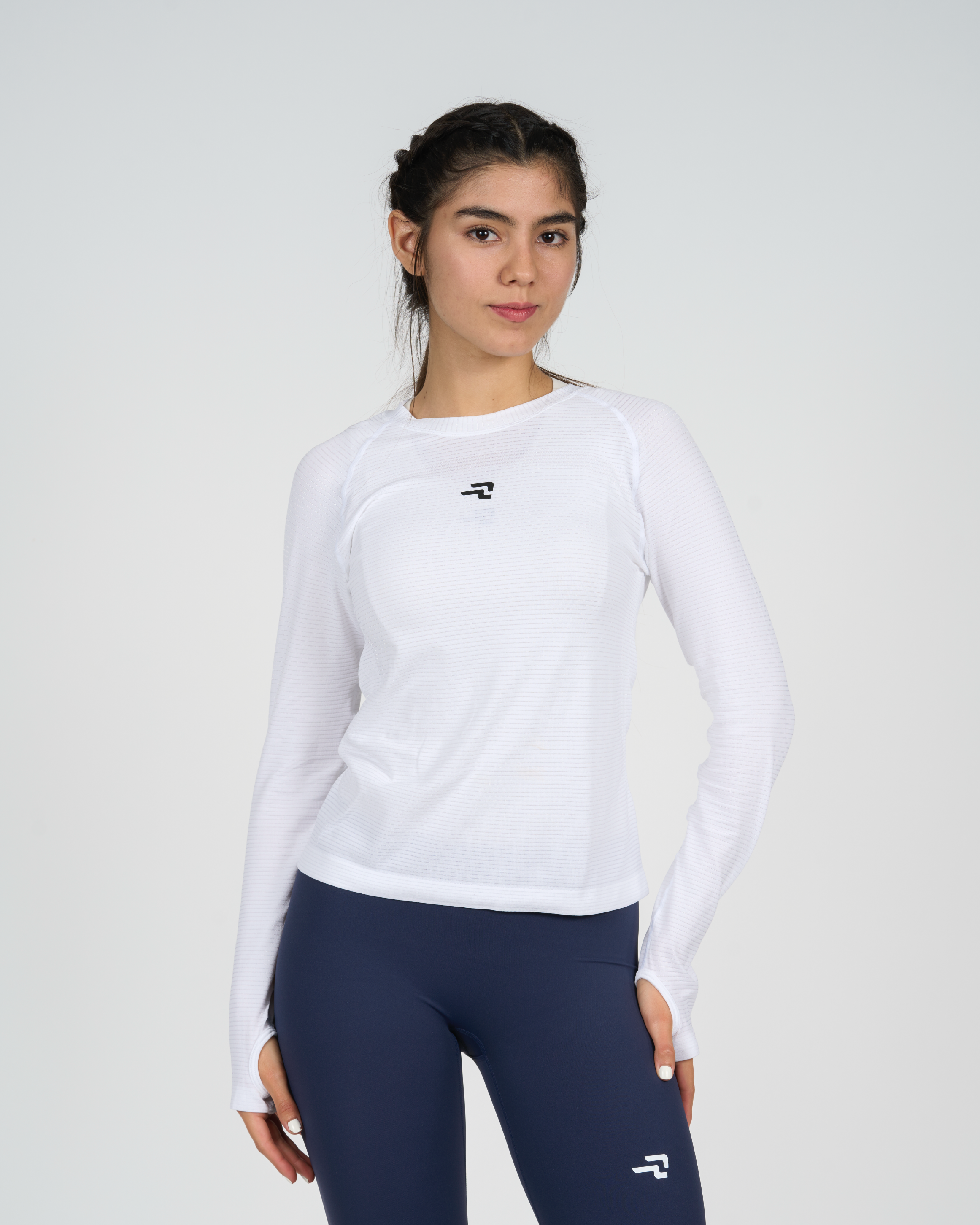 Polera Trama - Manga Larga - Blanco